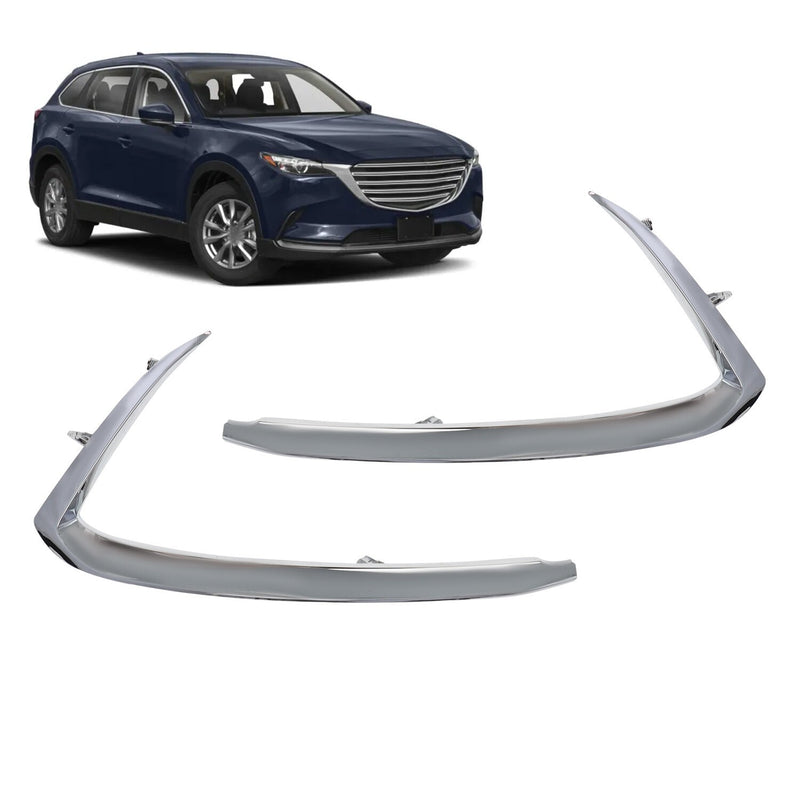 DURAFORCE Chrome Bumper Trim Set Front Driver & Passenger Side for 2016-2022 Mazda CX-9