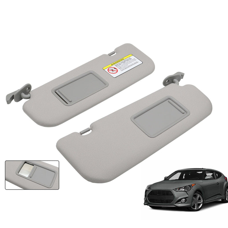 DURAFORCE Hyundai Veloster 2012-2015 Sun Visor Pair Gray Driver & Passenger Side