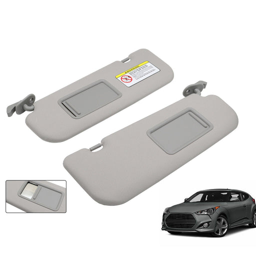 DURAFORCE Hyundai Veloster 2012-2015 Sun Visor Pair Gray Driver & Passenger Side