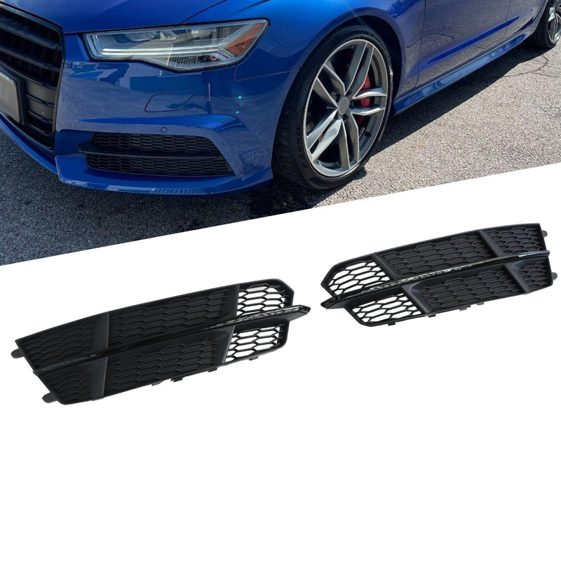 DURAFORCE AUDI S6 A6 S-Line 2016-2018 Black Front Fog Light Cover Honeycomb Grille
