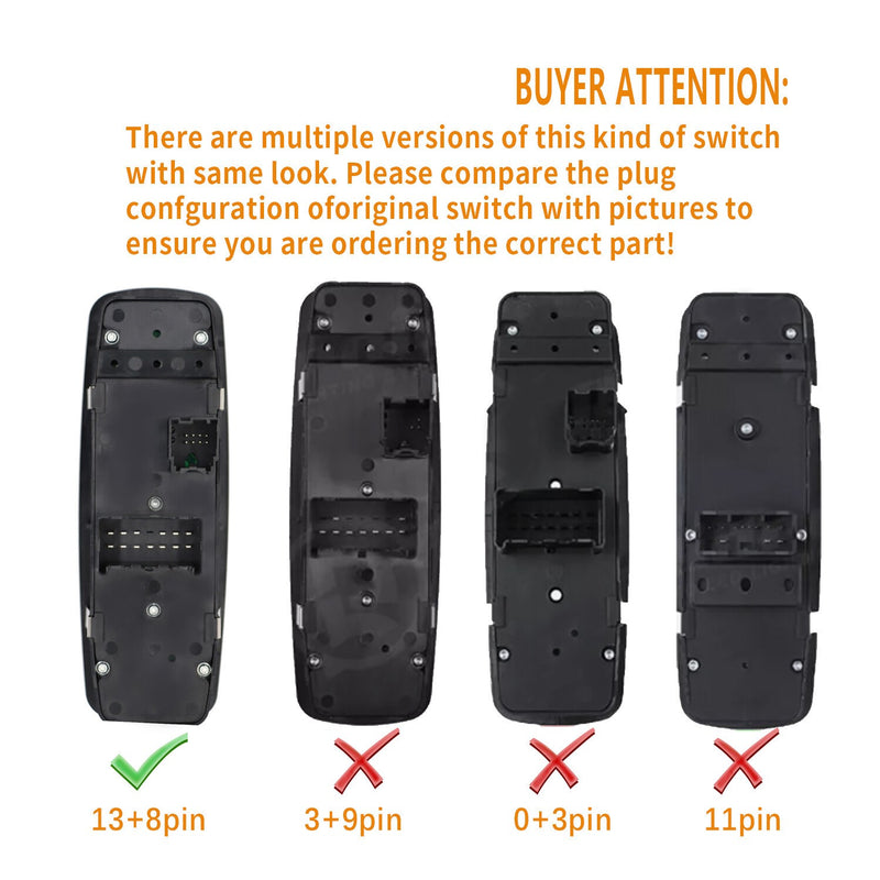 DURAFORCE Jeep Cherokee 14-16 Driver Door Power Window Control Switch 13+8 Pin