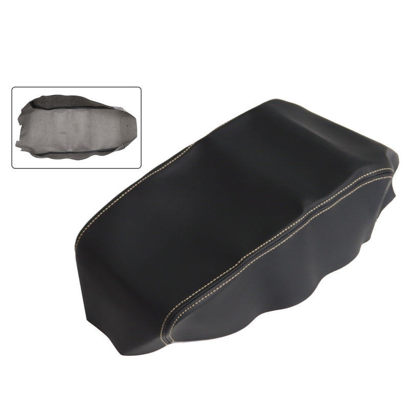 DURAFORCE Nissan Maxima 2016-2019 Black Leather Console Armrest Cover Beige Stitch
