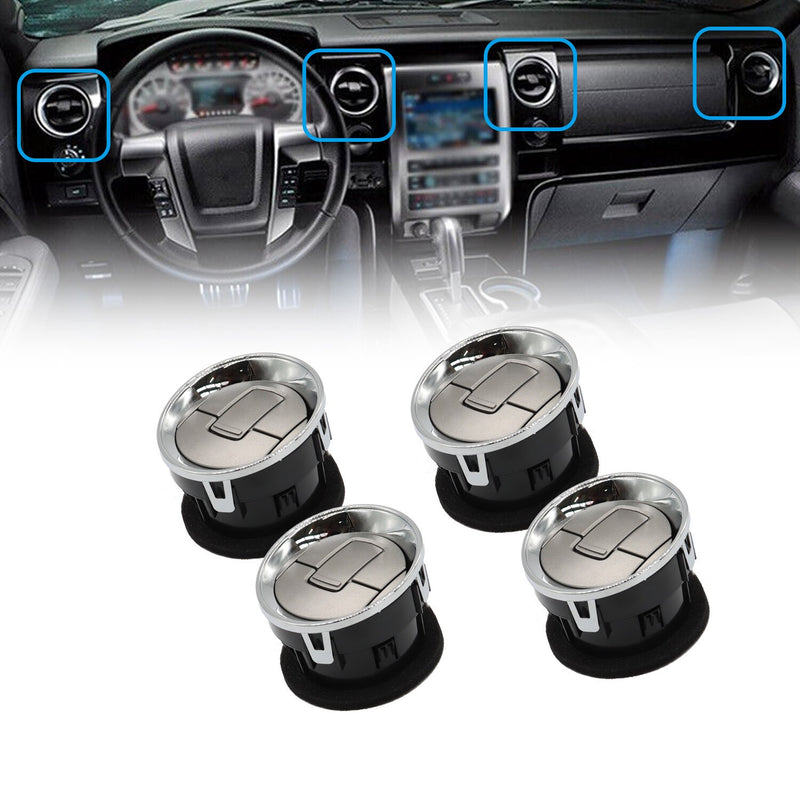 DURAFORCE 09-14 Ford F-150 Chrome AC Heater Air Vent Dashboard Louvre 4X Interior