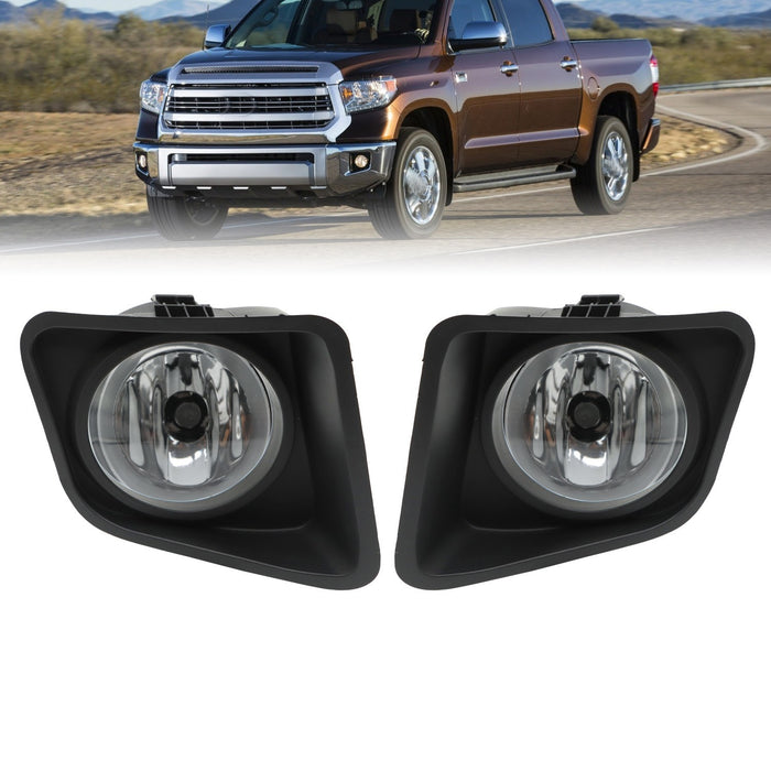 DURAFORCE 2014-2021 Toyota Tundra Black Clear Lens Bumper Fog Light Lamp Driving 14-21