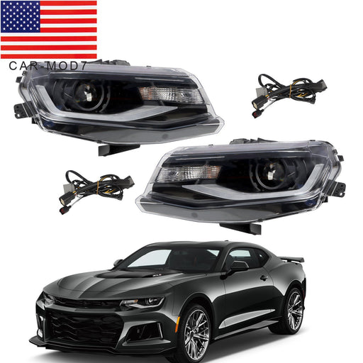 DURAFORCE 2016-2018 Chevy Camaro Halogen Projector Headlights w/ LED DRL Switchback