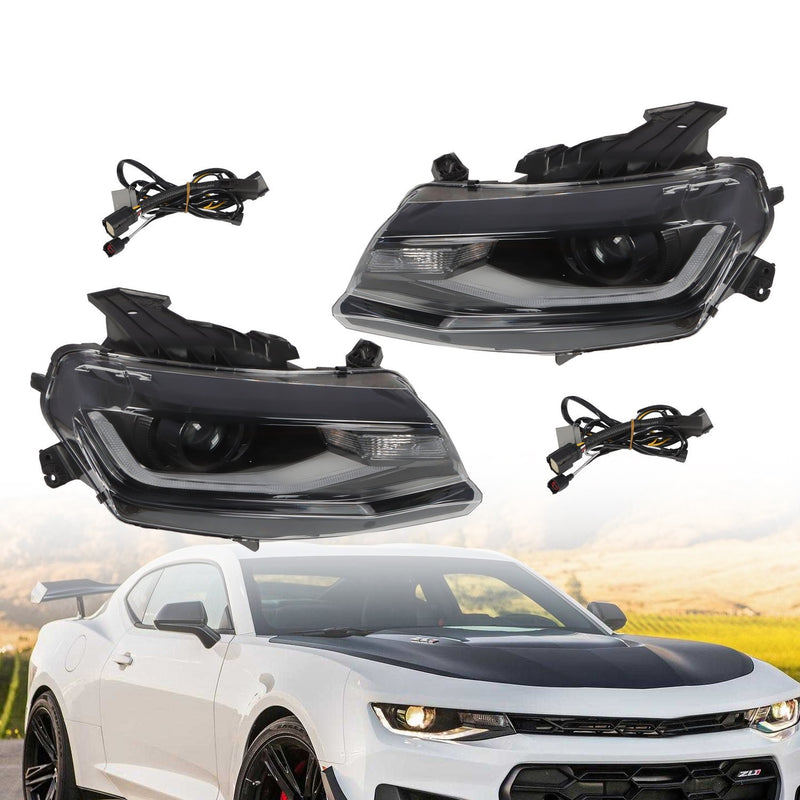 DURAFORCE 2016-2018 Chevy Camaro Halogen Projector Headlights w/ LED DRL Switchback