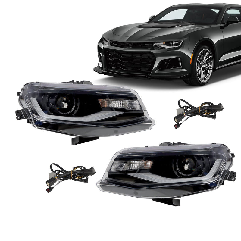 DURAFORCE 2016-2018 Chevy Camaro Halogen Projector Headlights w/ LED DRL Switchback