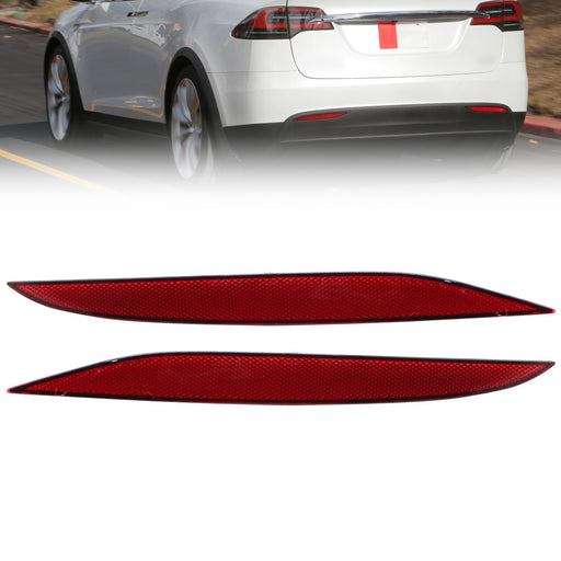 DURAFORCE 2016-2023 Tesla Model X Rear Bumper Reflector Light Cover Red Left & Right 2pcs