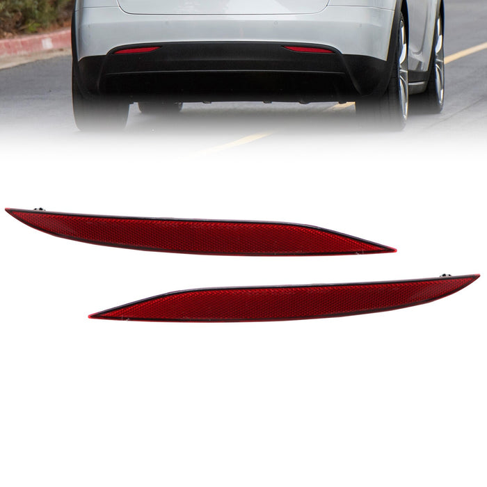 DURAFORCE 2016-2023 Tesla Model X Rear Bumper Reflector Light Cover Red Left & Right 2pc