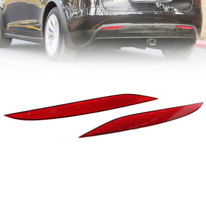 DURAFORCE 2016-2023 Tesla Model X Rear Bumper Reflector Light Cover Red Left & Right 2pc