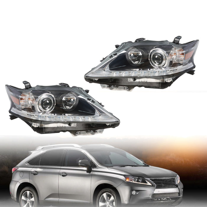 DURAFORCE 2013-2015 Lexus RX350 RX450H Black HID Headlights LED DRL Right & Left Side