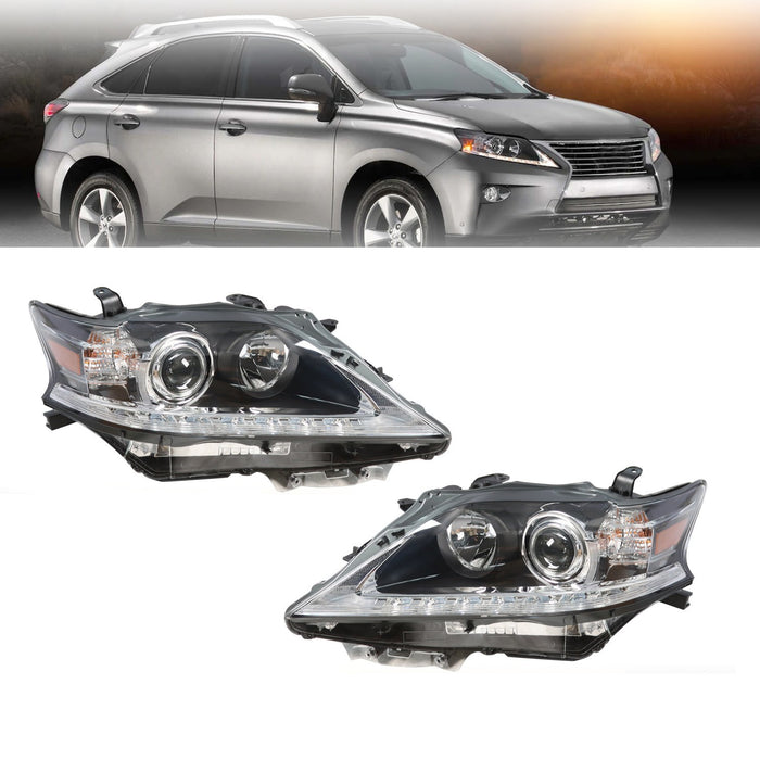 DURAFORCE 2013-2015 Lexus RX350 RX450H Black HID Headlights LED DRL Right & Left Side