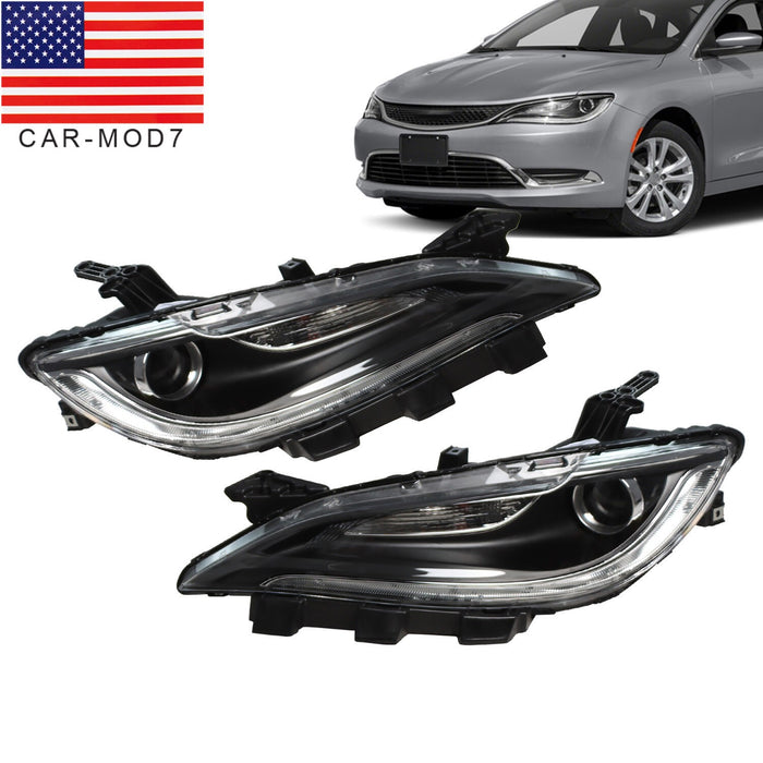 DURAFORCE 2015-2017 Chrysler 200 Halogen Projector Headlights Pair Without LED DRL