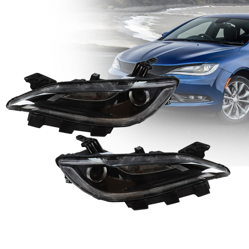 DURAFORCE 2015-2017 Chrysler 200 Halogen Projector Headlights Pair Without LED DRL