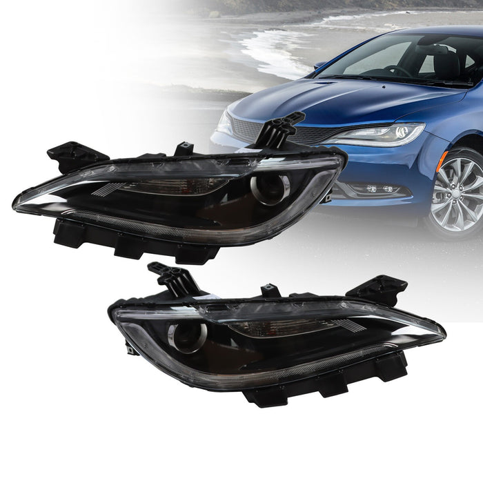 DURAFORCE 2015-2017 Chrysler 200 Halogen Projector Headlights Pair Without LED DRL