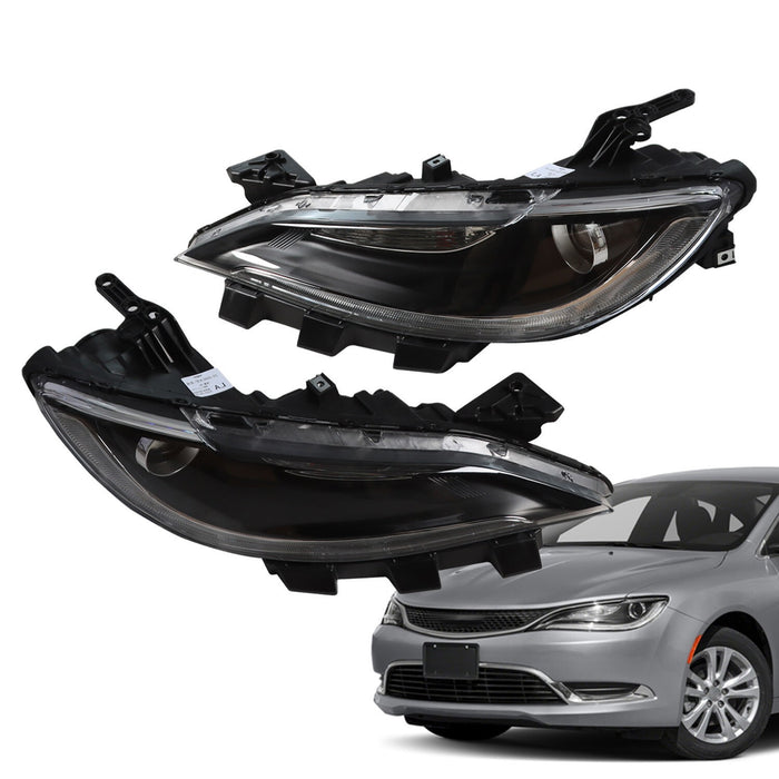 DURAFORCE 2015-2017 Chrysler 200 Halogen Projector Headlights Pair Without LED DRL