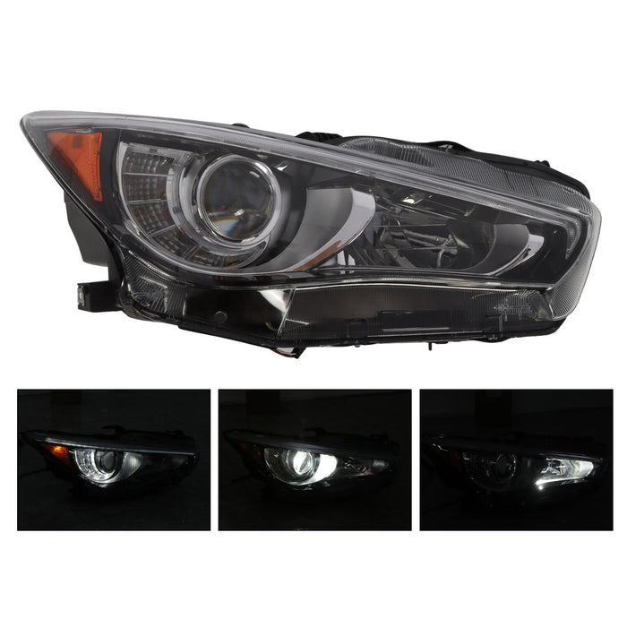 DURAFORCE 2014-2022 Infiniti Q50 Right LED Headlight Assembly Passenger Side W/O AFS