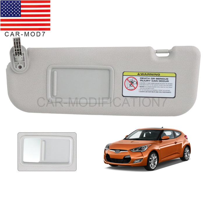 DURAFORCE 2012-2015 Hyundai Veloster Left Driver Side Gray Sun Visor with Mirror