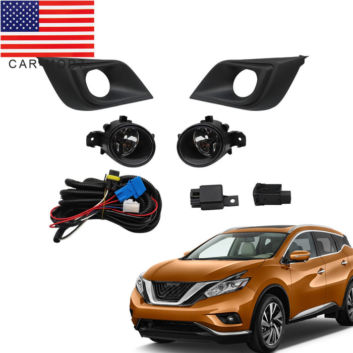 DURAFORCE 2015-2018 Nissan Murano Clear Front Fog Lights with Bezel & Switch