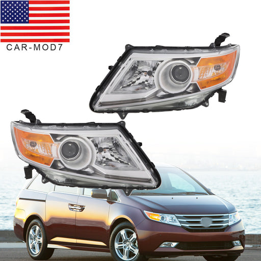 DURAFORCE 2011-2013 Honda Odyssey Halogen Chrome Amber Headlights Left & Right Side