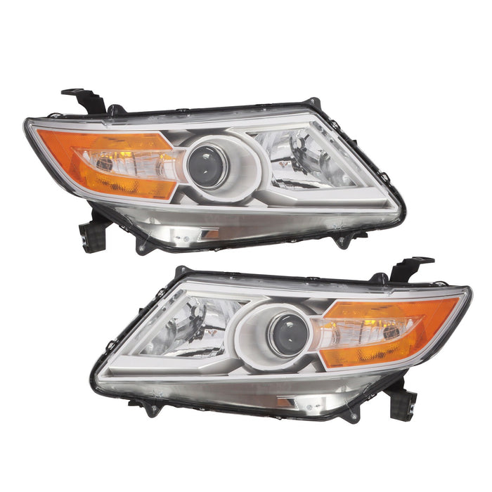 DURAFORCE 2011-2013 Honda Odyssey Halogen Chrome Amber Headlights Left & Right Side