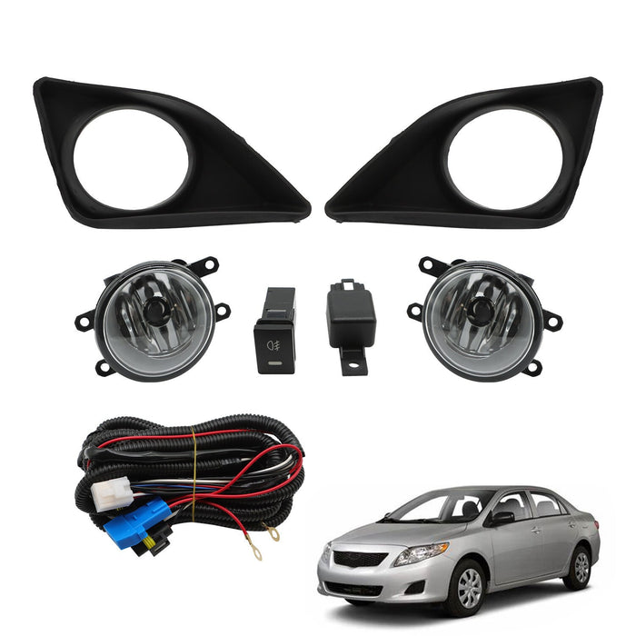 DURAFORCE 2009-2010 Toyota Corolla Clear Bumper Fog Lights Pair with Switch
