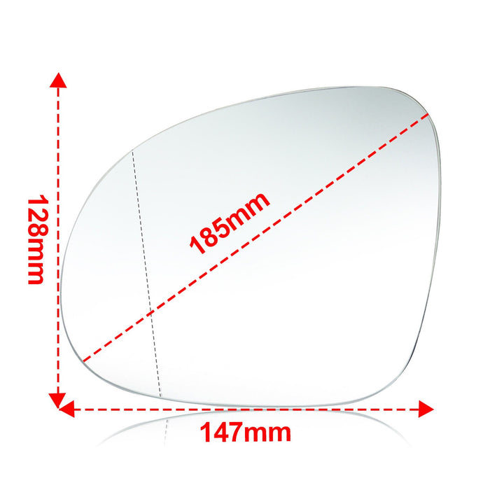 DURAFORCE 2009-2017 VW Tiguan Left Heated Side Mirror Glass with Backing Plate