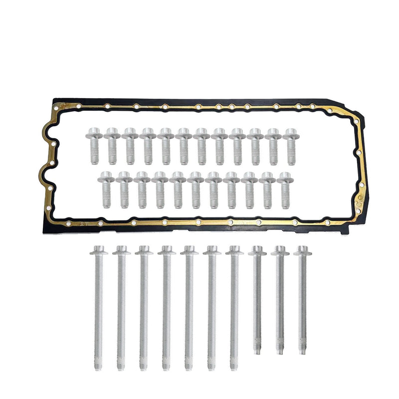 DURAFORCE BMW E90 E82 N52 N53 Oil Pan Gasket Set with Bolts Kit 11132210959