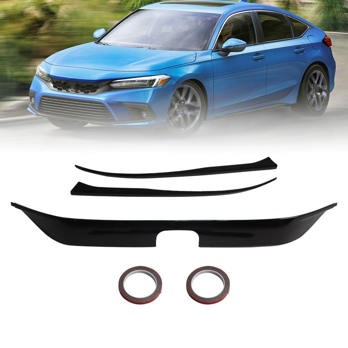 DURAFORCE 2022-2024 Honda Civic Gloss Black Front Bumper Grill Trim Cover Garnish