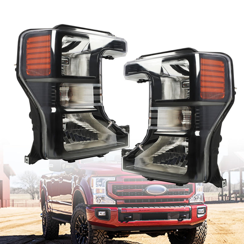 DURAFORCE 2020-2022 Ford F250 F350 SuperDuty Black Halogen Headlights Left & Right Side