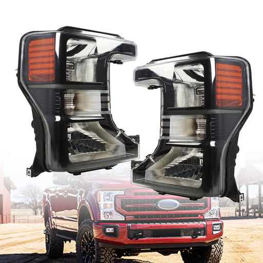 DURAFORCE 2020-2022 Ford F250 F350 SuperDuty Black Halogen Headlights Left & Right Side
