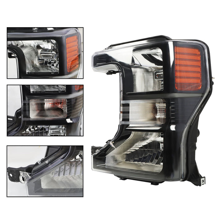 DURAFORCE 2020-2022 Ford F250 F350 SuperDuty Black Halogen Headlights Left & Right Side