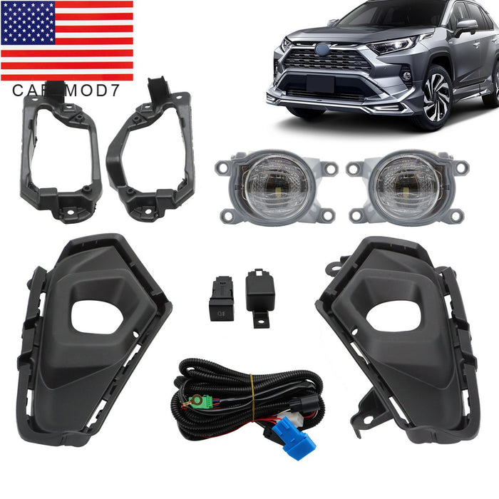 DURAFORCE 2019-2024 Toyota RAV4 LED Fog Light Assembly with Wiring & Switch Pair