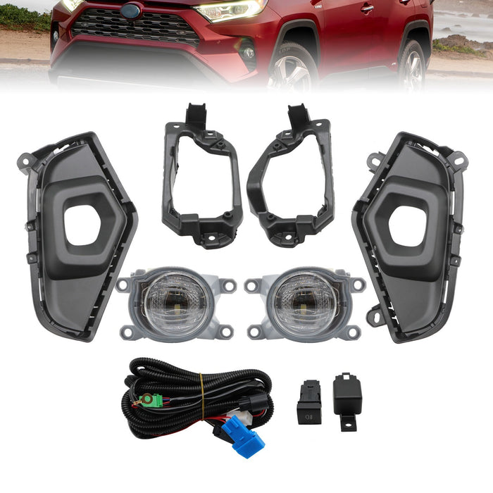 DURAFORCE 2019-2024 Toyota RAV4 LED Fog Light Assembly with Wiring & Switch Pair
