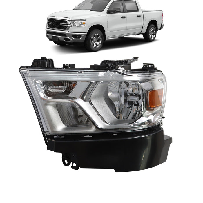 DURAFORCE 2019-2023 Dodge RAM 1500 Left Driver Chrome Halogen Headlight Headlamp