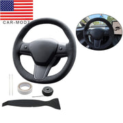 DURAFORCE Tesla Model 3 Steering Wheel Cover Wrap Alcantara Suede Carbon Leather