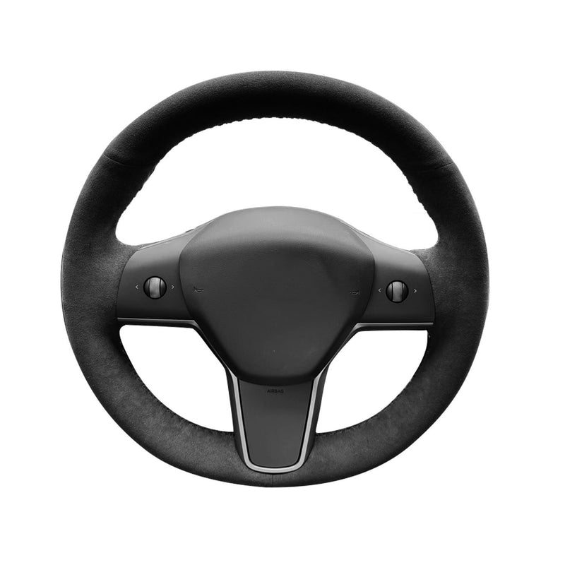 DURAFORCE Tesla Model 3 Steering Wheel Cover Wrap Alcantara Suede Carbon Leather