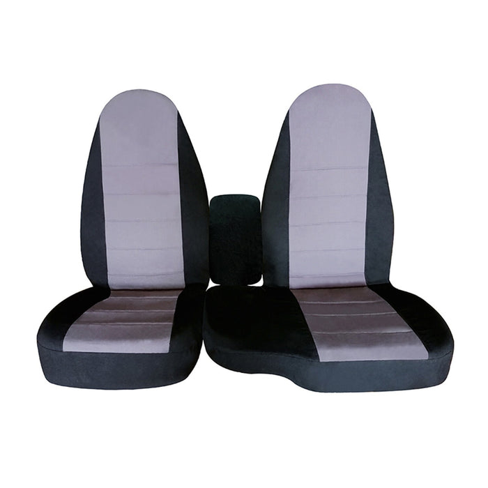 DURAFORCE 1998-2003 Ford Ranger 60/40 Highback Truck Seat Covers Black Silver Cotton
