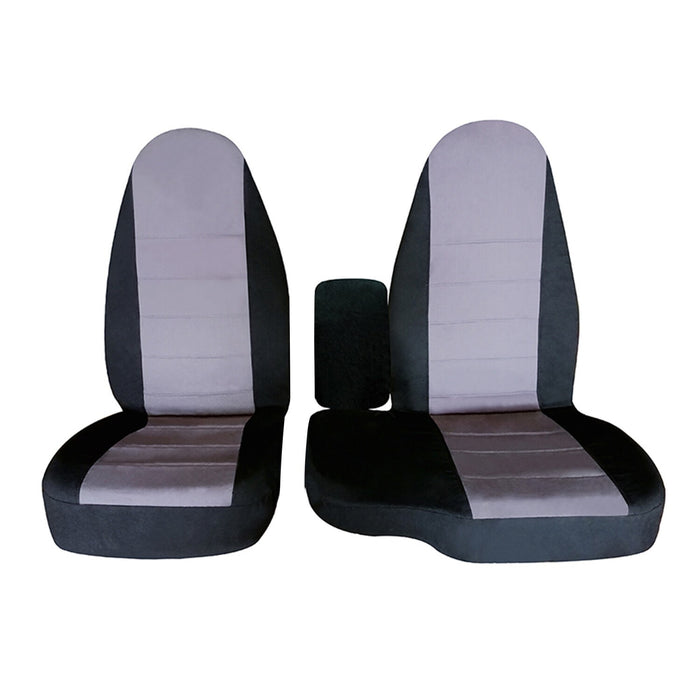 DURAFORCE 1998-2003 Ford Ranger 60/40 Highback Truck Seat Covers Black Silver Cotton