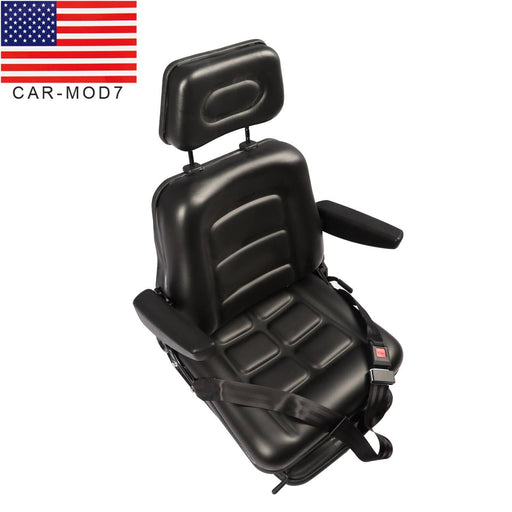 DURAFORCE Adjustable Forklift Tractor Seat with Suspension, Backrest, Armrest & Safety Bel