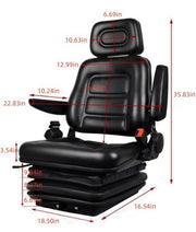 DURAFORCE Adjustable Forklift Tractor Seat with Suspension, Backrest, Armrest & Safety Bel