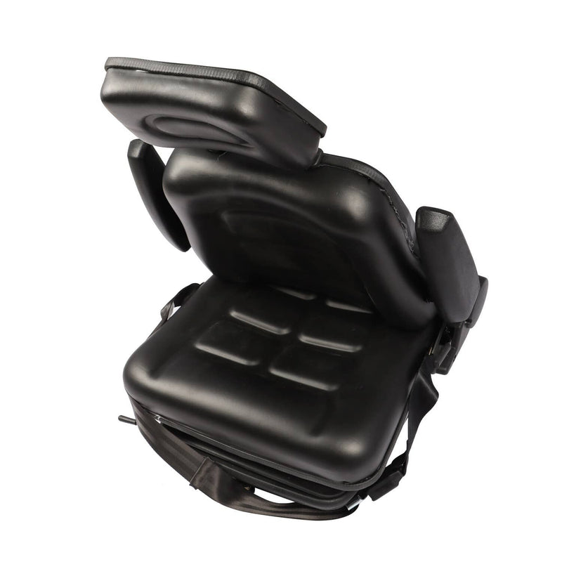 DURAFORCE Adjustable Forklift Tractor Seat with Suspension, Backrest, Armrest & Safety Bel