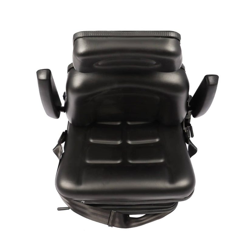 DURAFORCE Adjustable Forklift Tractor Seat with Suspension, Backrest, Armrest & Safety Bel