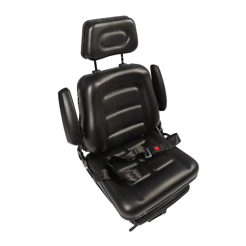 DURAFORCE Adjustable Forklift Tractor Seat with Suspension, Backrest, Armrest & Safety Bel