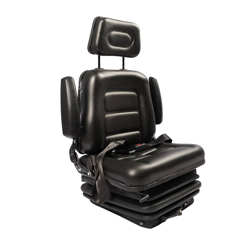 DURAFORCE Adjustable Forklift Tractor Seat with Suspension, Backrest, Armrest & Safety Bel