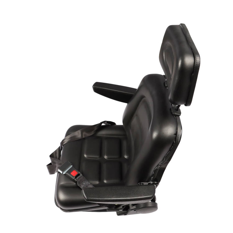 DURAFORCE Adjustable Forklift Tractor Seat with Suspension, Backrest, Armrest & Safety Bel