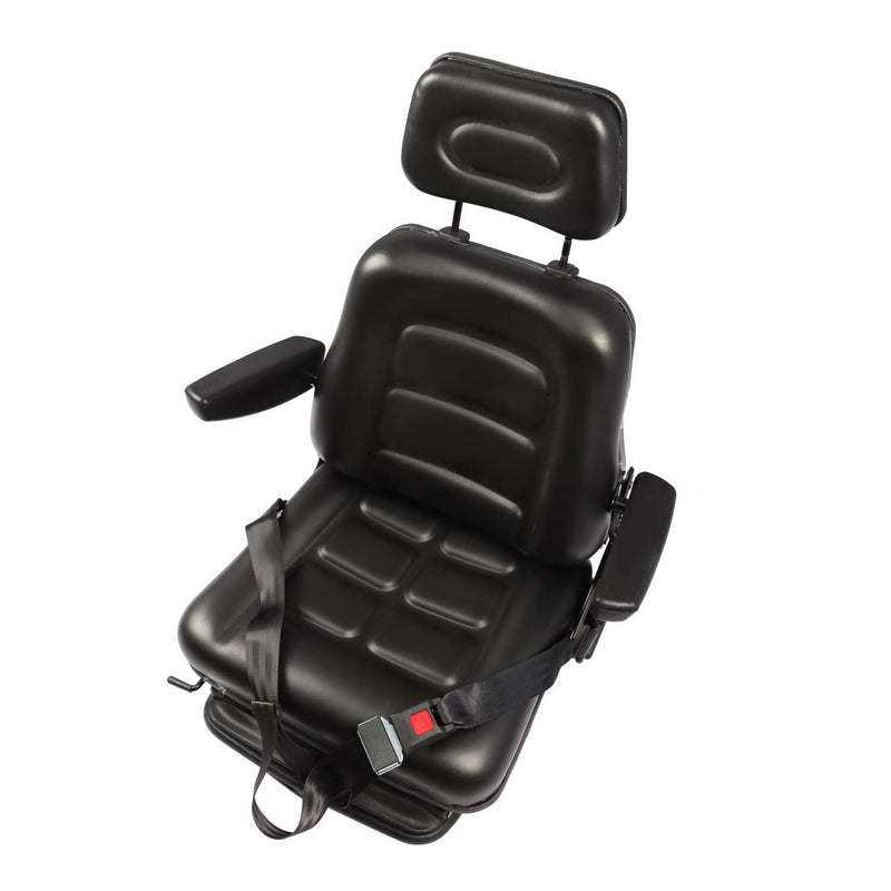 DURAFORCE Adjustable Forklift Tractor Seat with Suspension, Backrest, Armrest & Safety Bel