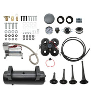 DURAFORCE Truck Car Air Tank 1.5G 150psi 4 Trumpets Loud Train Horn Kit System