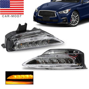 DURAFORCE Front Bumper Lower Turn Signal Fog Light Pair for 2014-2020 Infiniti Q50 Sport