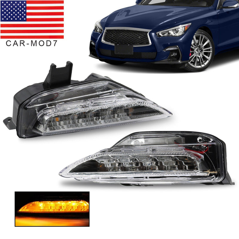 DURAFORCE Front Bumper Lower Turn Signal Fog Light Pair for 2014-2020 Infiniti Q50 Sport